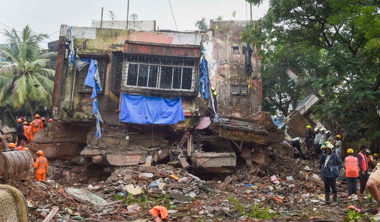 Rescue operation underway after a four-storey building collapsed at Naik Nagar in Kurla East, Mumbai | PTI