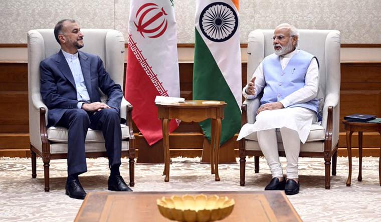 Prime Minister Narendra Modi with Iranian Foreign Minister Hossein Amir-Abdollahian | Twitter