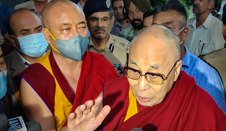 Dalai Lama talks to media after arriving in Jammu | PTI