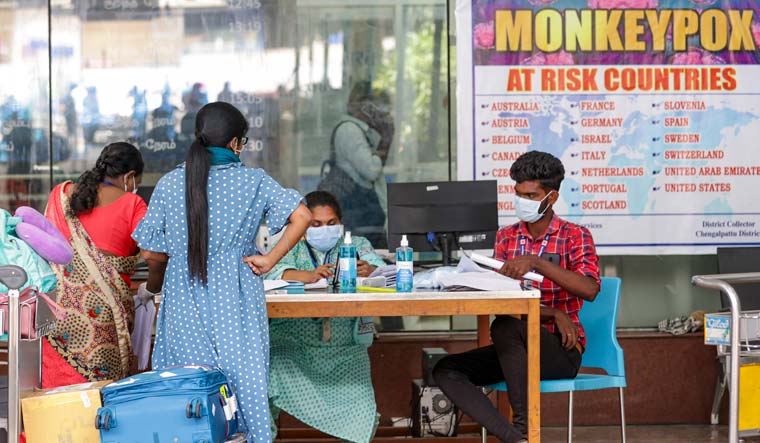 International passengers being screened at Chennai airport following detection of monkeypox cases in neighbouring Kerala | PTI