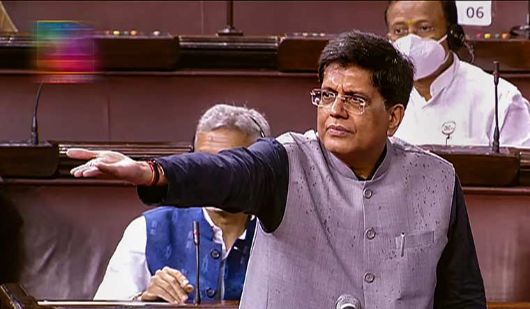 Union Minister of Commerce and Industry Piyush Goyal speaks in the Rajya Sabha
