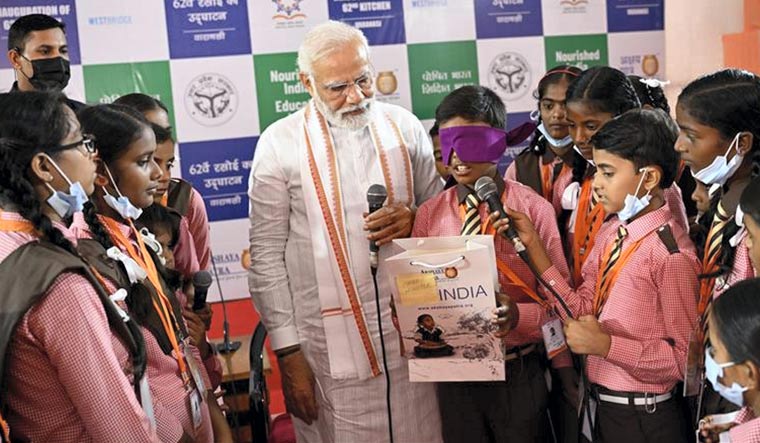 Prime Minister Narendra Modi interacts with school students in Varanasi | PTI
