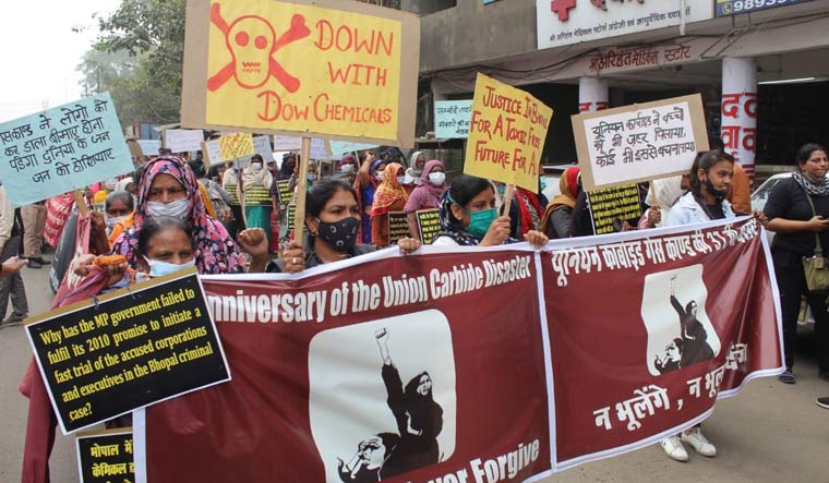 [File] Bhopal gas tragedy survivors stage a protest rally 