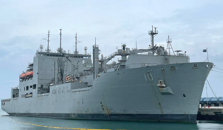 US Navy Ship  Charles Drew at L&T Shipyard at Kattupalli in Chennai | PTI