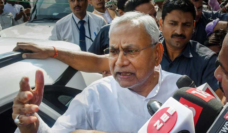 Nitish Kumar interacts with media after submitting his resignation to Bihar Governor Phagu Chauhan | PTI