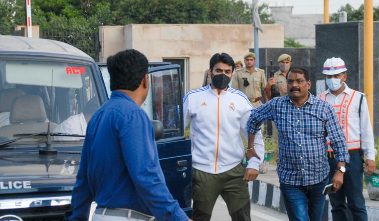 Shrikant Tyagi being brought to the Police Commissioner's office after he was arrested by UP Police | PTI