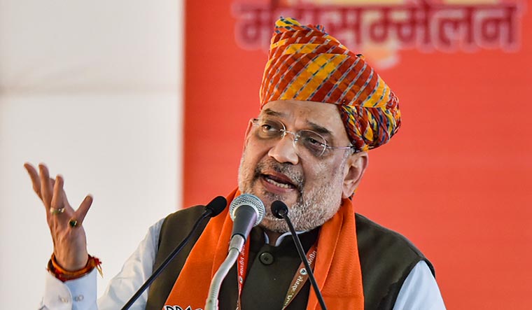 Union Home Minister Amit Shah speaks during a BJP meeting in Jodhpur | PTI
