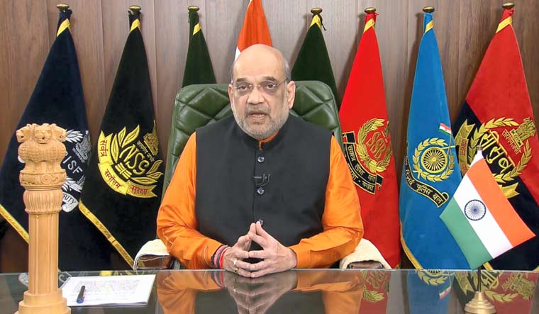 Union Home Minister Amit Shah addresses on 'Hindi Diwas' via video conferencing | Twitter