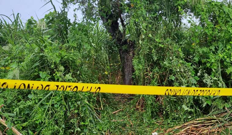 A crime scene tape cordons off a tree where the bodies of two teenage girls were found hanging in Lakhimpur Kheri, Uttar Pradesh | PTI