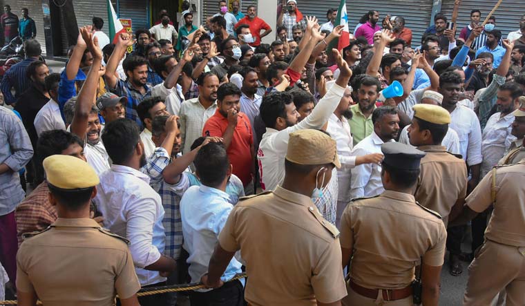 PFI workers protest in Chennai against the NIA raid | PTI
