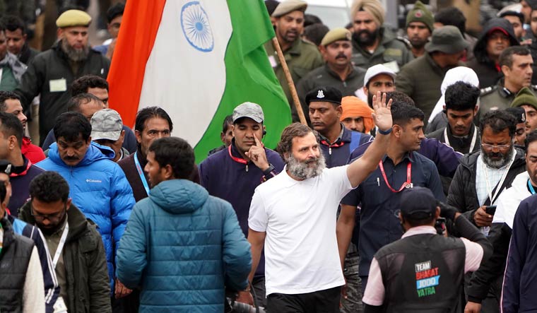 Congress leader Rahul Gandhi during the party's 'Bharat Jodo Yatra', in Kathua district of Jammu and Kashmir | PTI