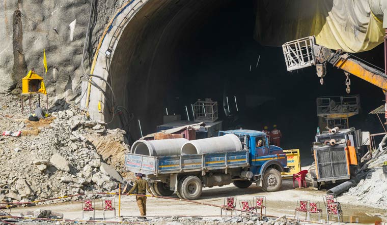 Rescue operation under way to extract 41 workers trapped inside the collapsed Silkyara tunnel | PTI