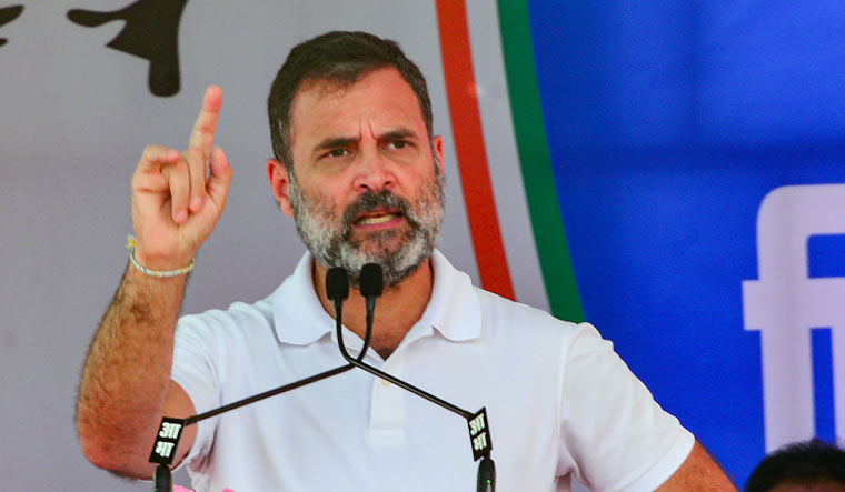 Congress leader Rahul Gandhi addresses the 'Bharose ka Sammelan' ahead of Chhattisgarh Assembly elections, in Jagdalpur | PTI