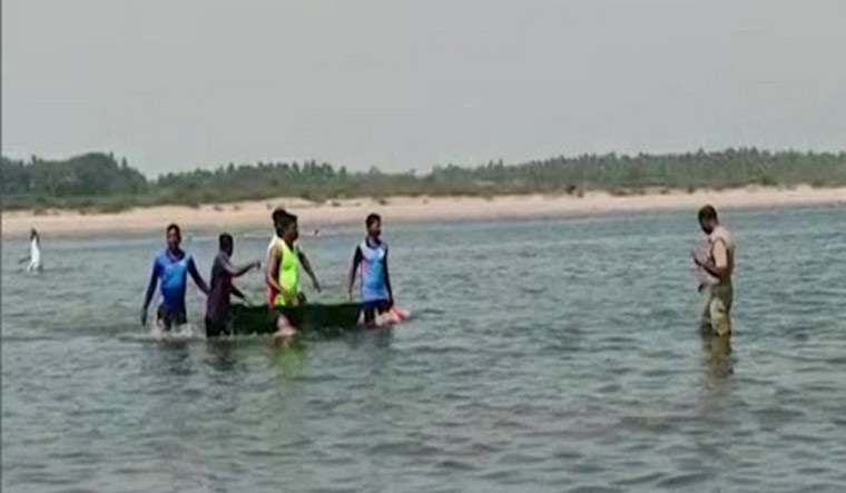 Rescue operation in Cauvery river after four girls were drowned | Twitter/ANI