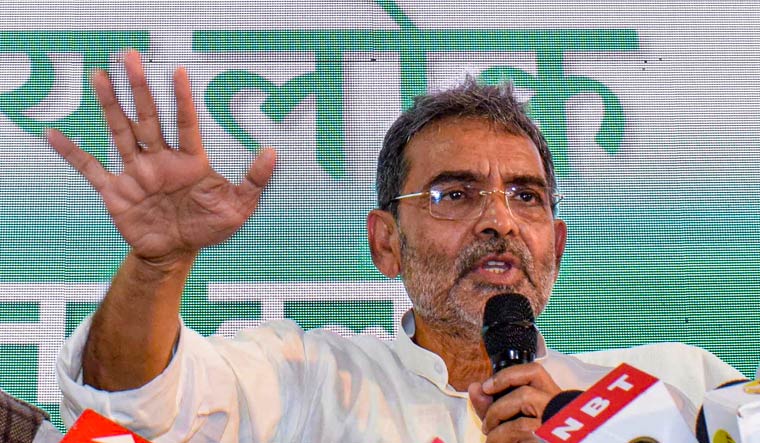 Upendra Kushwaha addresses a press conference in Patna | PTI