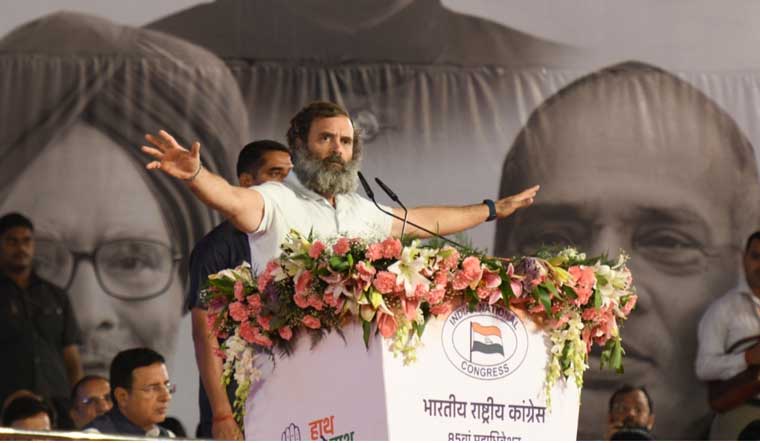 Congress leader Rahul Gandhi speaking at party's plenary session in Raipur | Sanjay Ahlawat