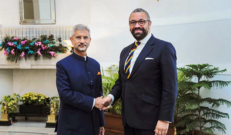 External Affairs Minister S. Jaishankar with UK Foreign Secretary James Cleverly during a meeting in Delhi | PTI