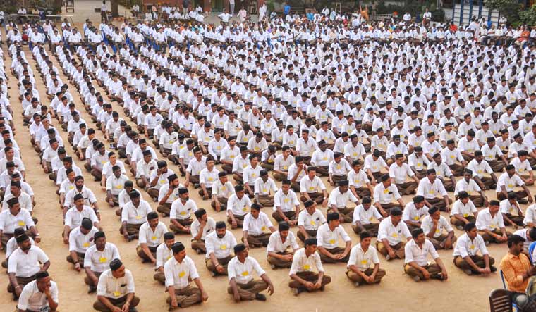 RSS volunteers during a rally in Chennai | PTI