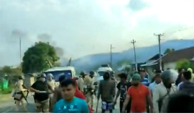 Protesters take out a rally in Churachandpur | Video grab/Twitter