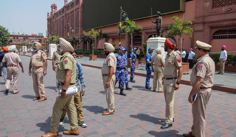 Security personnel at the site after an explosion occurred on Heritage Street near Golden Temple, in Amritsar | PTI