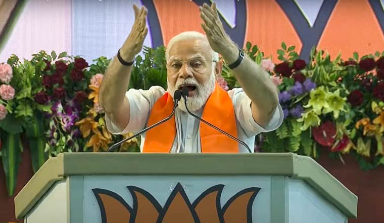Prime Minister Narendra Modi addresses BJP booth workers at a meeting under the 'Mera Booth, Sabse Majboot' campaign, in Bhopal, Tuesday, June 27, 2023 | PTI