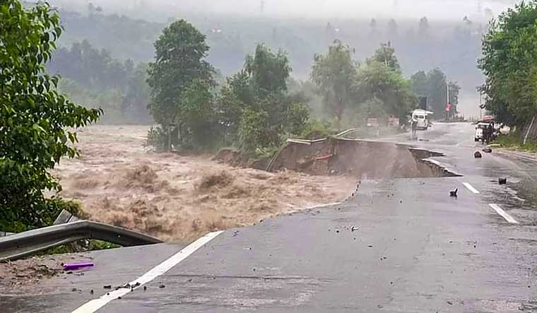 Highway washed away Himachal