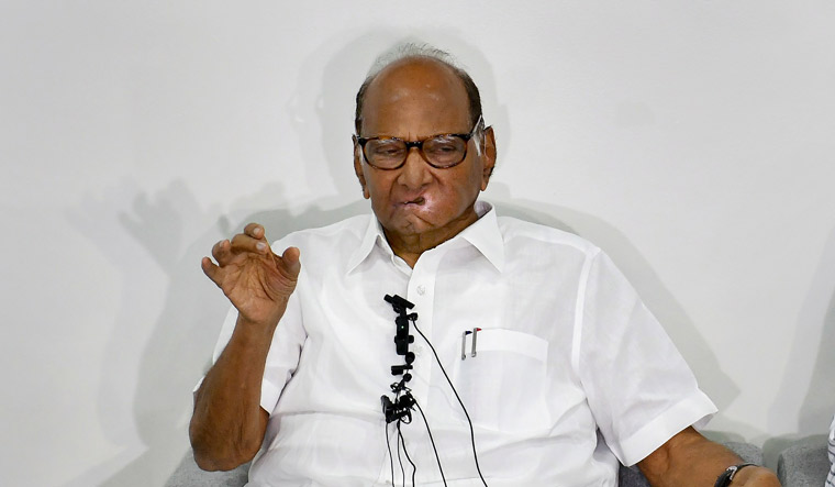 NCP president Sharad Pawar speaks during a press conference at his residence in Pune | PTI