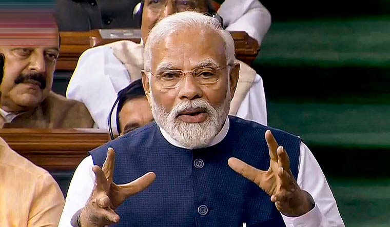 Prime Minister Narendra Modi replies to the Motion of No-Confidence in the Lok Sabha | PTI 