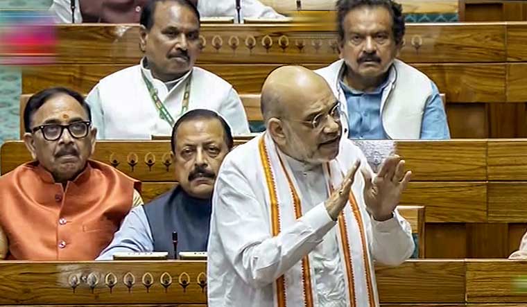 Union Home Minister Amit Shah speaks in the Lok Sabha during a special session of the Parliament, in New Delhi | PTI