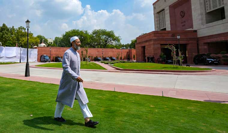 AIMIM MP Asaduddin Owaisi at the Parliament House complex | PTI