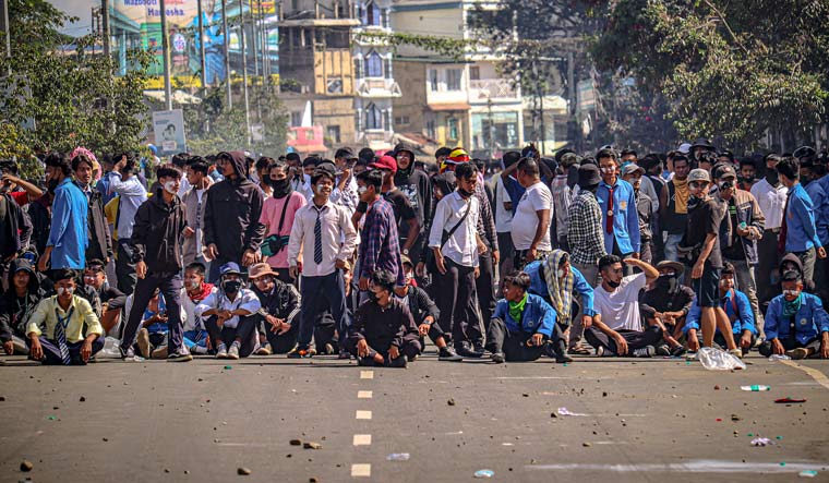 Students protest against the killing of two missing students by militants in Imphal | PTI