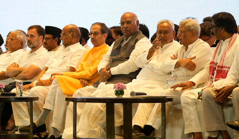 Congress president Mallikarjun Kharge with other opposition leaders | AP
