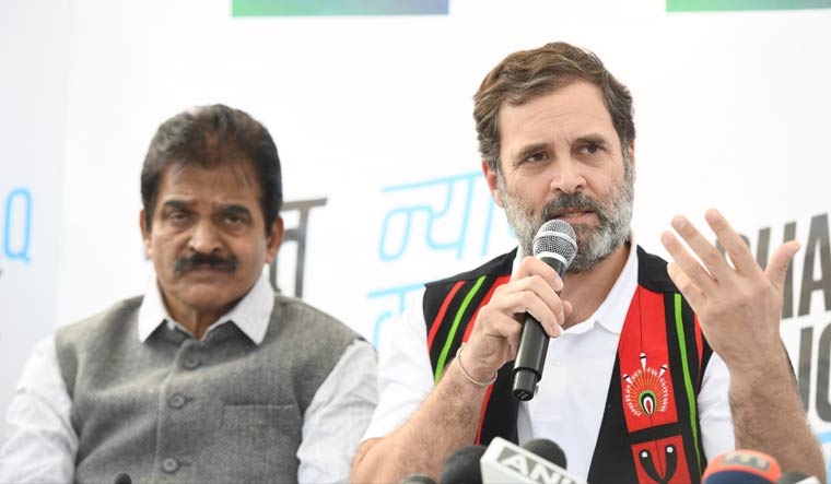 Congress leader Rahul Gandhi addresses a press conference during his Bharat Jodo Nyay Yatra at Chiephobozou, Nagaland | Sanjay Ahlawat