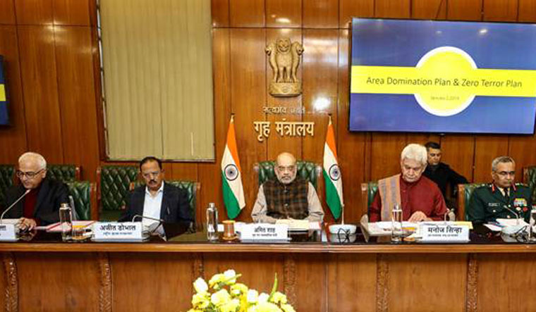 Union Home Minister Amit Shah chairs a review meeting on the security situation in Jammu and Kashmir | PIB