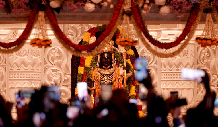 The idol of Ram Lalla after the 'Pran Pratishtha' ceremony of the Ram Mandir | PTI