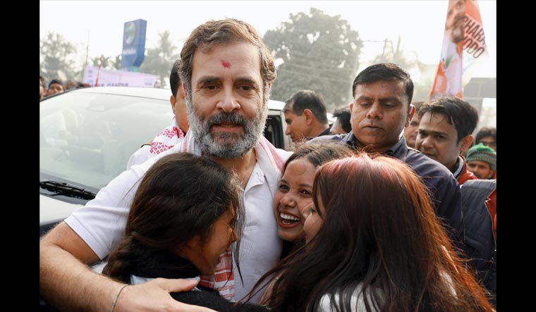 Congress leader Rahul Gandhi during the 'Bharat Jodo Nyay Yatra', in Bongaigaon | PTI