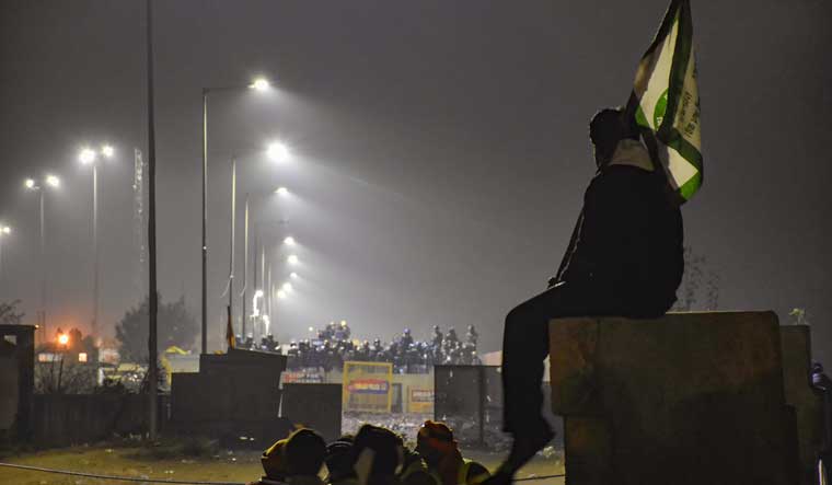 A farmer at the Punjab-Haryana Shambhu border during a protest march, in Patiala | PTI