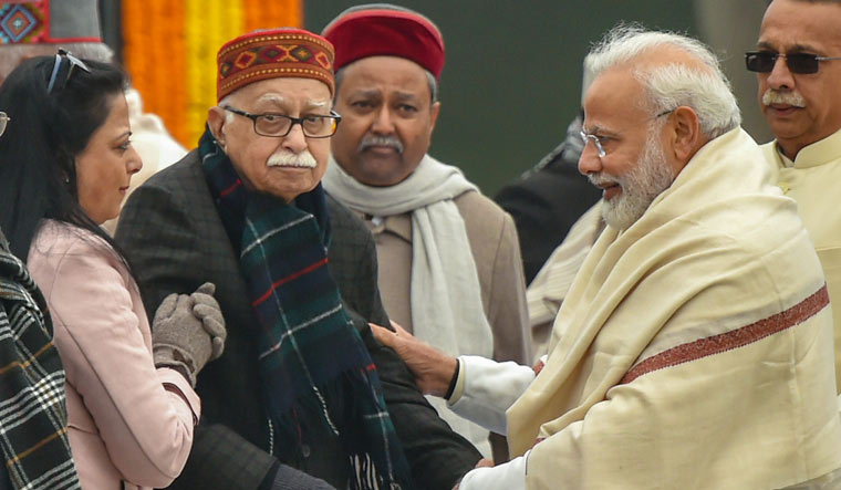 [File] Prime Minister Narendra Modi with veteran BJP leader L K Advani | PTI