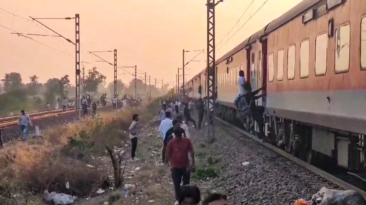 People at the site of a train accident in Jalgaon district of Maharashtra | PTI