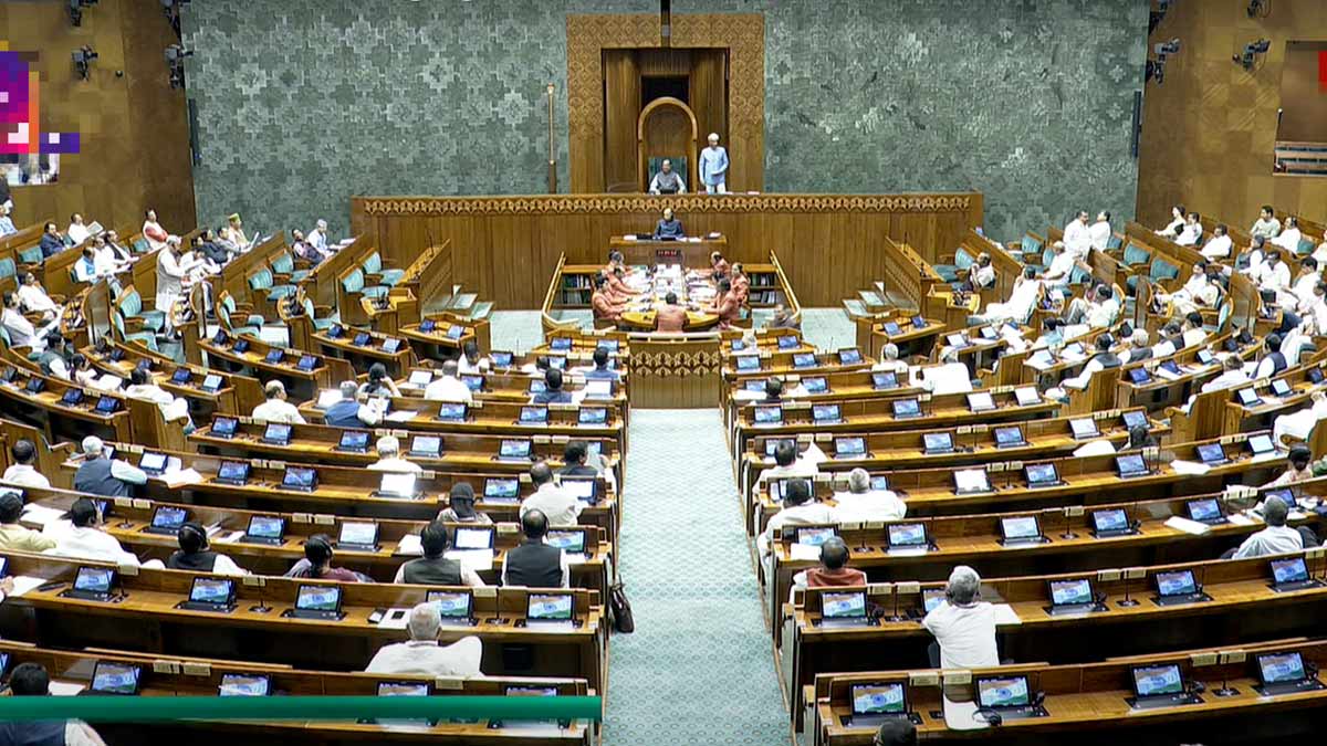 Lok Sabha Speaker Om Birla conducts proceedings in the House during the Budget session of Parliament