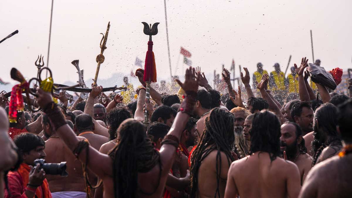  'Sadhus' at the Sangam on the occasion of 'Mauni Amavasya', during the ongoing Maha Kumbh Mela, in Prayagraj | PTI