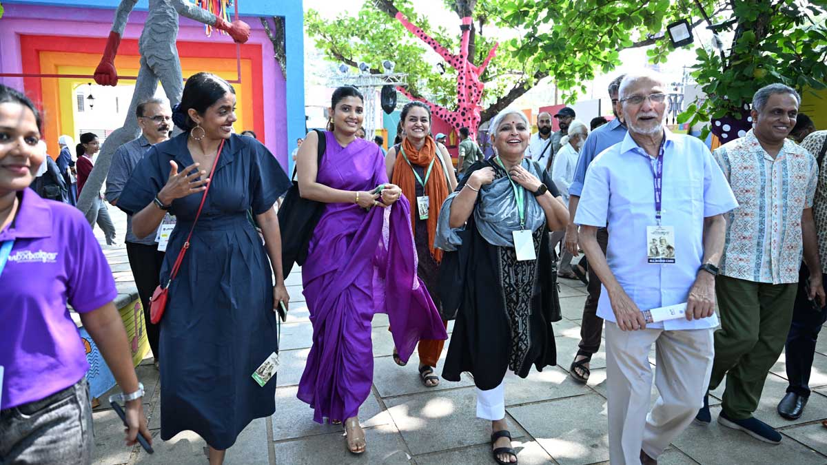 Actors Kani Kusruti and Divya Prabha, director Payal Kapadia, film editor Beena Paul and festival director N.S. Madhavan | Russell Shahul