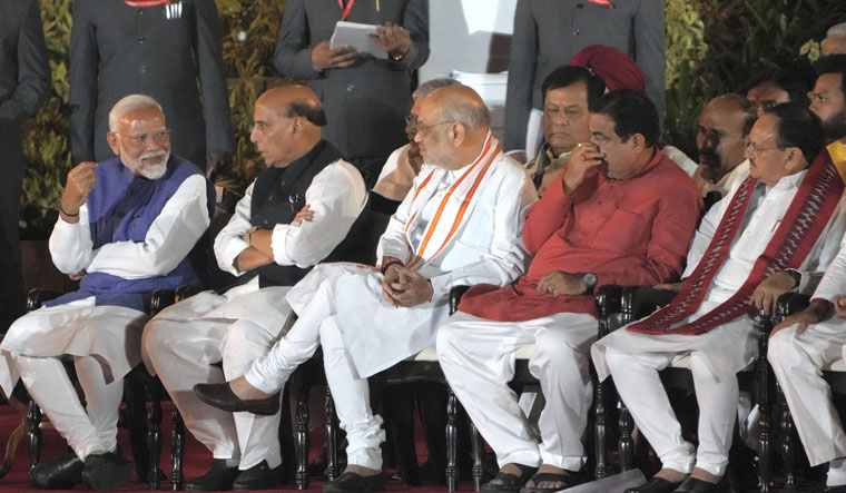 Narendra Modi, Rajnath Singh, Amit Shah, Nitin Gadkari and J.P. Nadda at the swearing-in ceremony | PTI