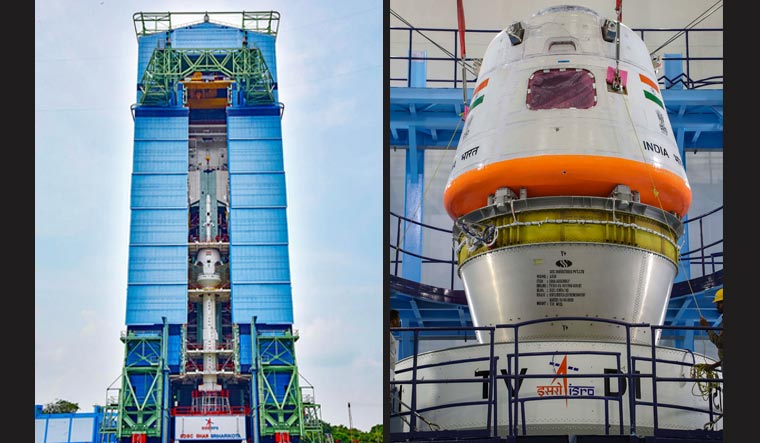 ISRO's TV-D1 test flight of Mission Gaganyaan sits at the launch pad at Satish Dhawan Space Station, in Sriharikota | PTI