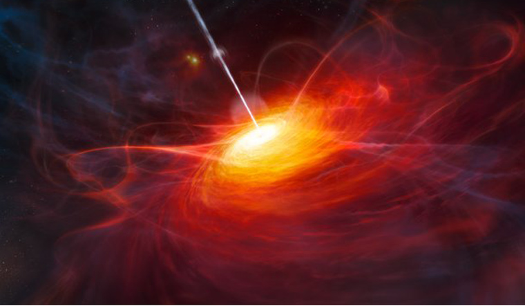 An artist’s rendering of the most distant quasar
