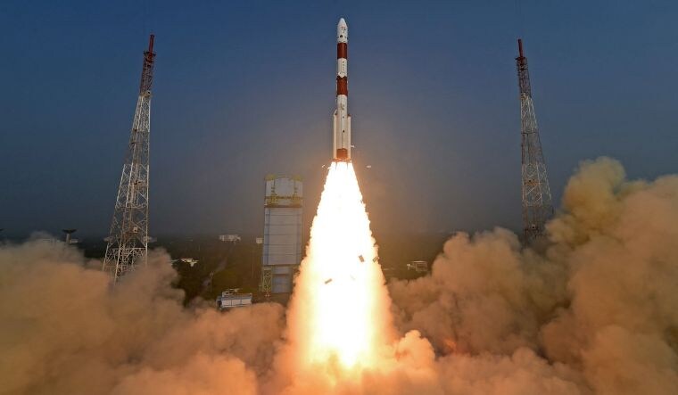 This handout photo taken and released by Indian Space Research Organisation (ISRO) on January 1, 2024 shows the lifting-off the PSLV-C58 rocket carrying the X-ray Polarimeter Satellite (XPoSat) from the Satish Dhawan Space Centre in Sriharikota | AFP