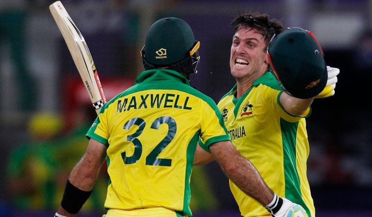 Australia's Mitchell Marsh and Glenn Maxwell celebrate winning the ICCT20 World Cup | Reuters