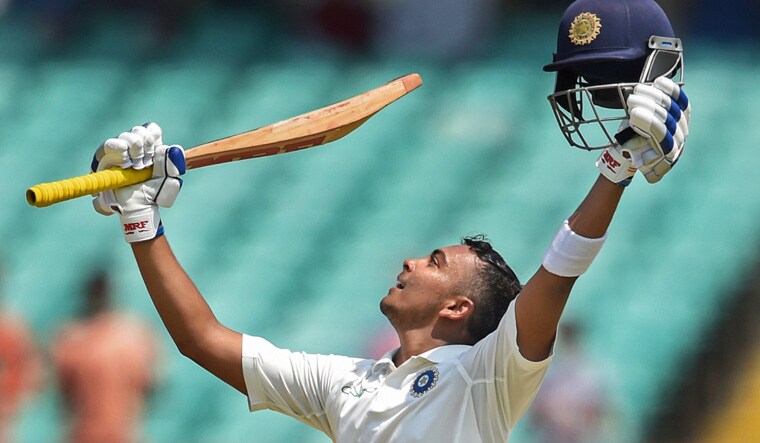 Prithvi Shaw after scoring a century on his Test debut | PTI