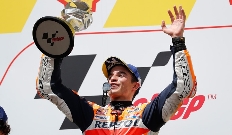 Marc Marquez of Spain celebrates after winning the Malaysia MotoGP | AP