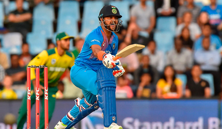 Suresh Raina in action during the second T20I cricket match against South Africa | AFP
